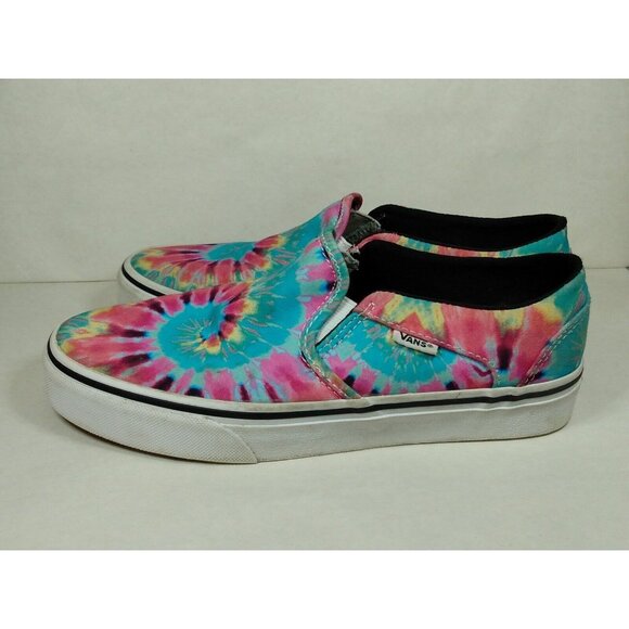 Vans Asher Womens Sz 7.5 Tie Dye Multicolor Slip On Sneakers Off The Wall 500714 - Picture 8 of 9